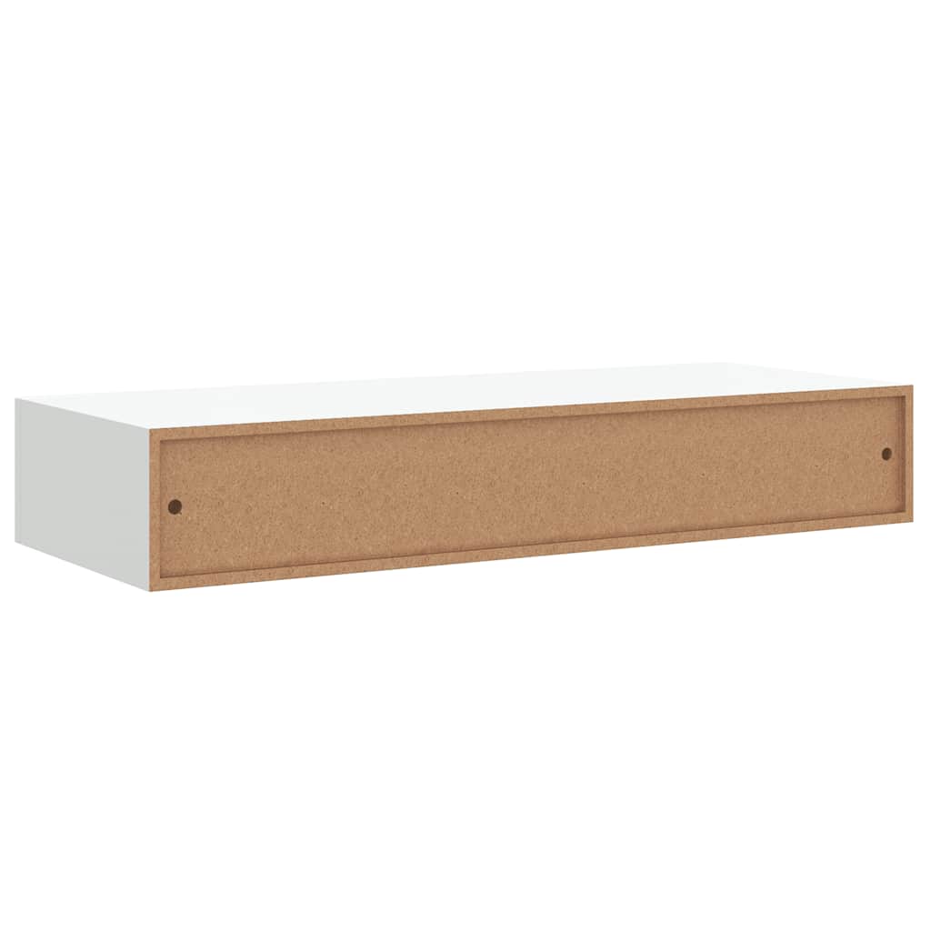 Sieninė lentyna su stalčiumi, baltos spalvos, 60x23,5x10cm, MDF