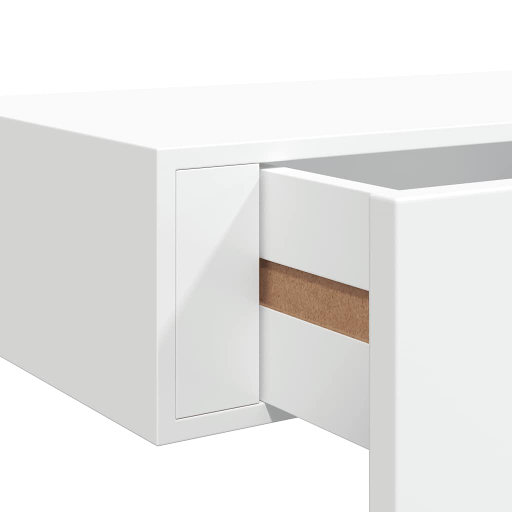 Sieninė lentyna su stalčiumi, baltos spalvos, 60x23,5x10cm, MDF