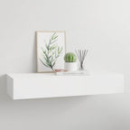 Sieninė lentyna su stalčiumi, baltos spalvos, 60x23,5x10cm, MDF