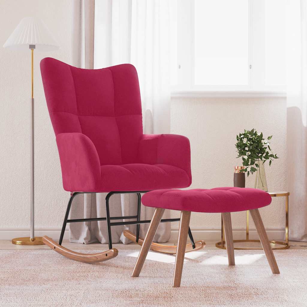 Supama kėdė su pakoja, raudonojo vyno spalvos, aksomas