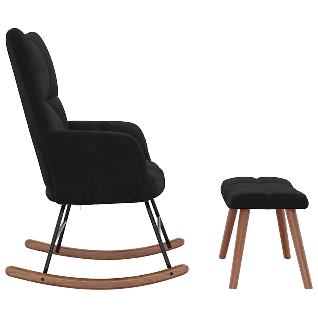 Supama kėdė su pakoja, juodos spalvos, aksomas