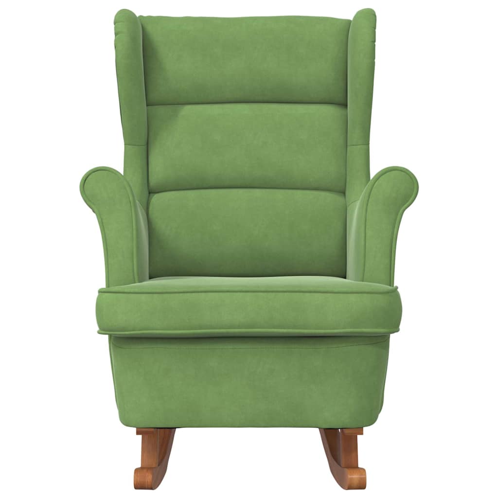 Supamoji kėdė su atlošu, šviesiai žalias aksomas medžio masyvas