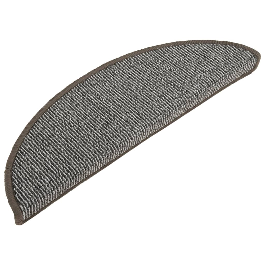 Laiptų kilimėliai, 15 vnt., pilki, 56x17x3 cm, pusapvaliai