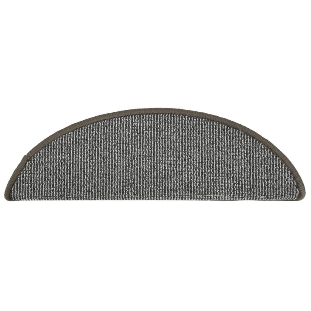 Laiptų kilimėliai, 15 vnt., pilki, 56x17x3 cm, pusapvaliai