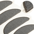 Laiptų kilimėliai, 15 vnt., pilki, 56x17x3 cm, pusapvaliai