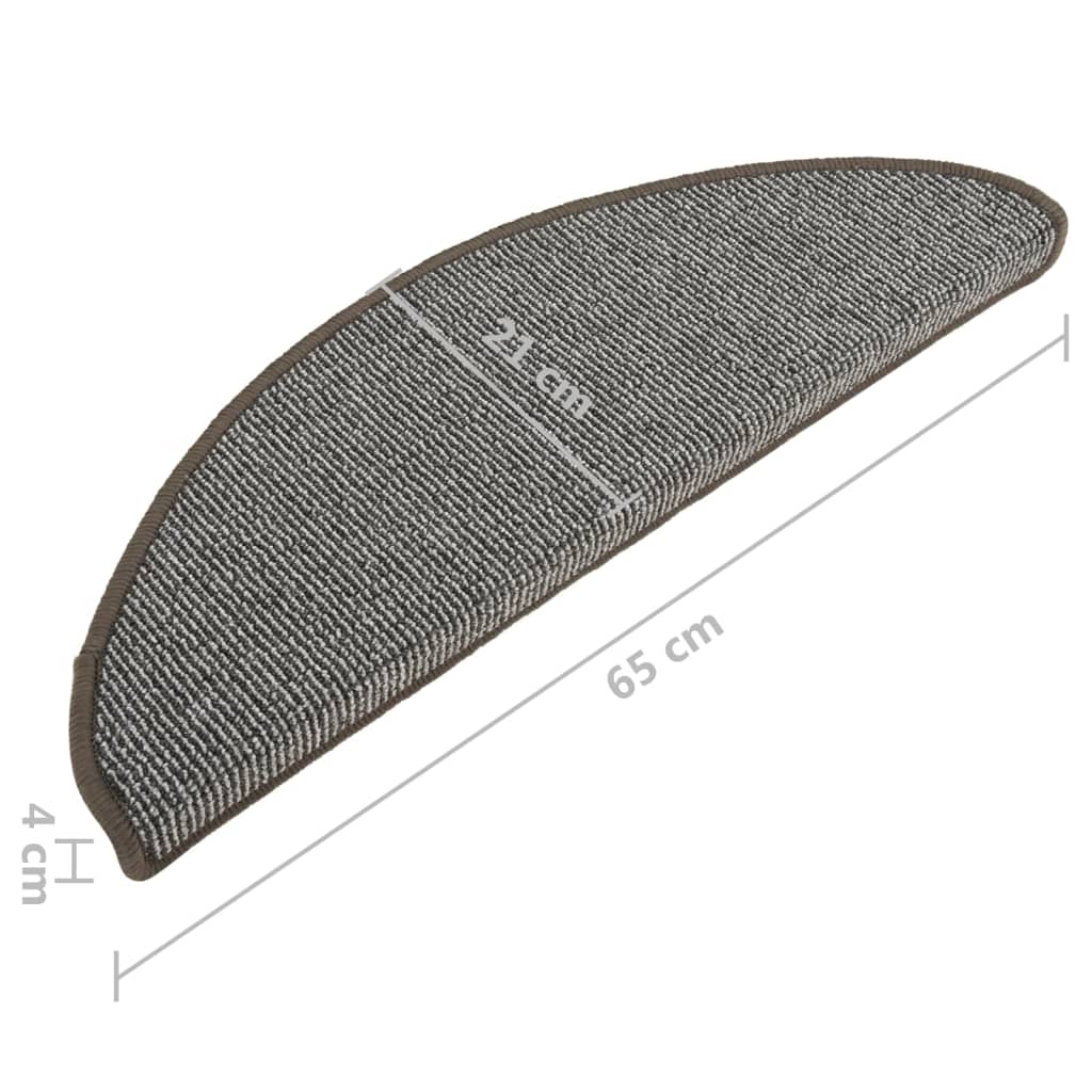 Laiptų kilimėliai, 15 vnt., pilki, 65x21x4 cm, dideli, pusapvaliai