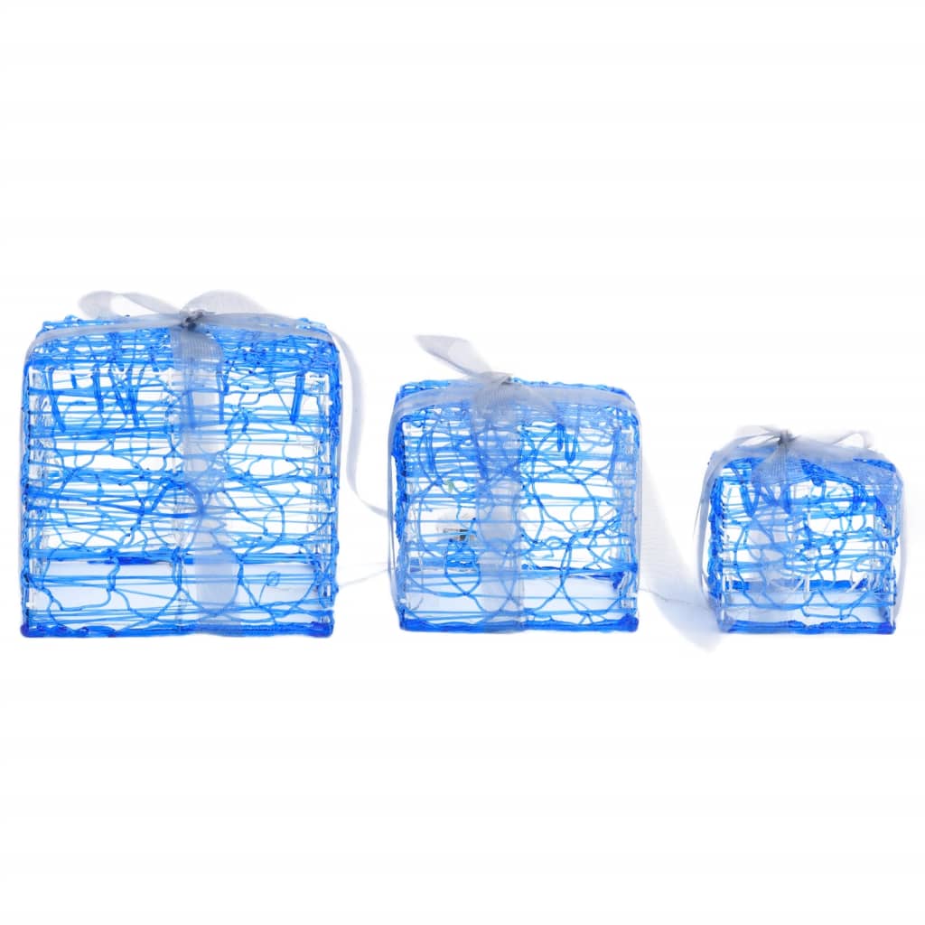 vidaXL Kalėdų dekoracija dovanų dėžutės, 3vnt., šaltos baltos, akrilas