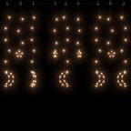 Girlianda žvaigždės ir mėnuliai, 138 šiltos baltos LED lemputės