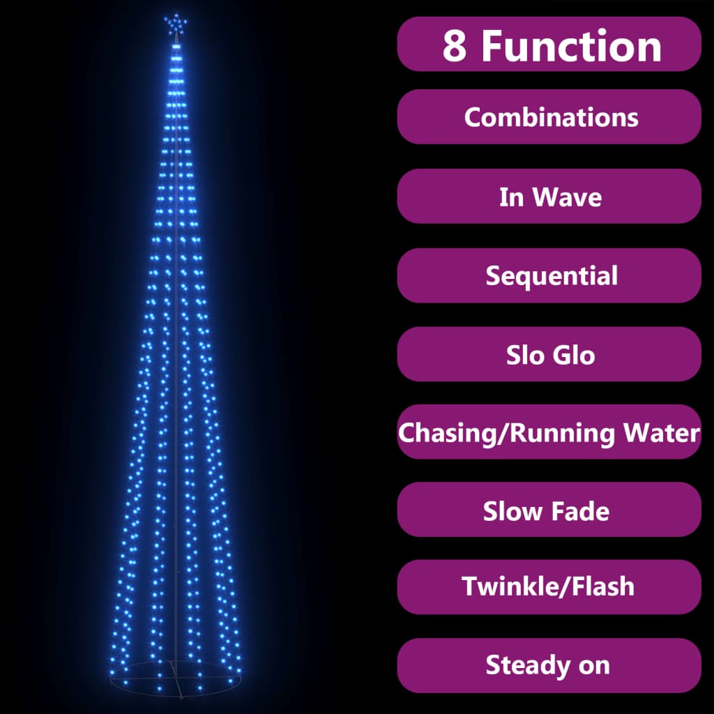 vidaXL Kalėdų eglutė, 160x500cm, kūgio formos, 752 mėlynos LED