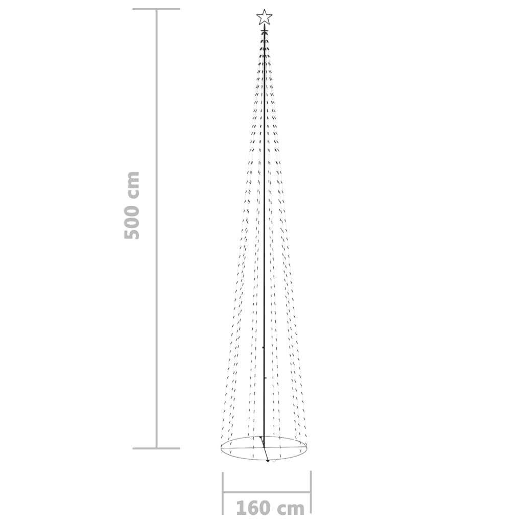 vidaXL Kalėdų eglutė, 160x500cm, kūgio formos, 752 mėlynos LED