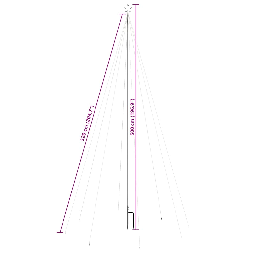 vidaXL LED Kalėdų eglutė Vidinė Lauko 800 LED Šalta Balta 5 m