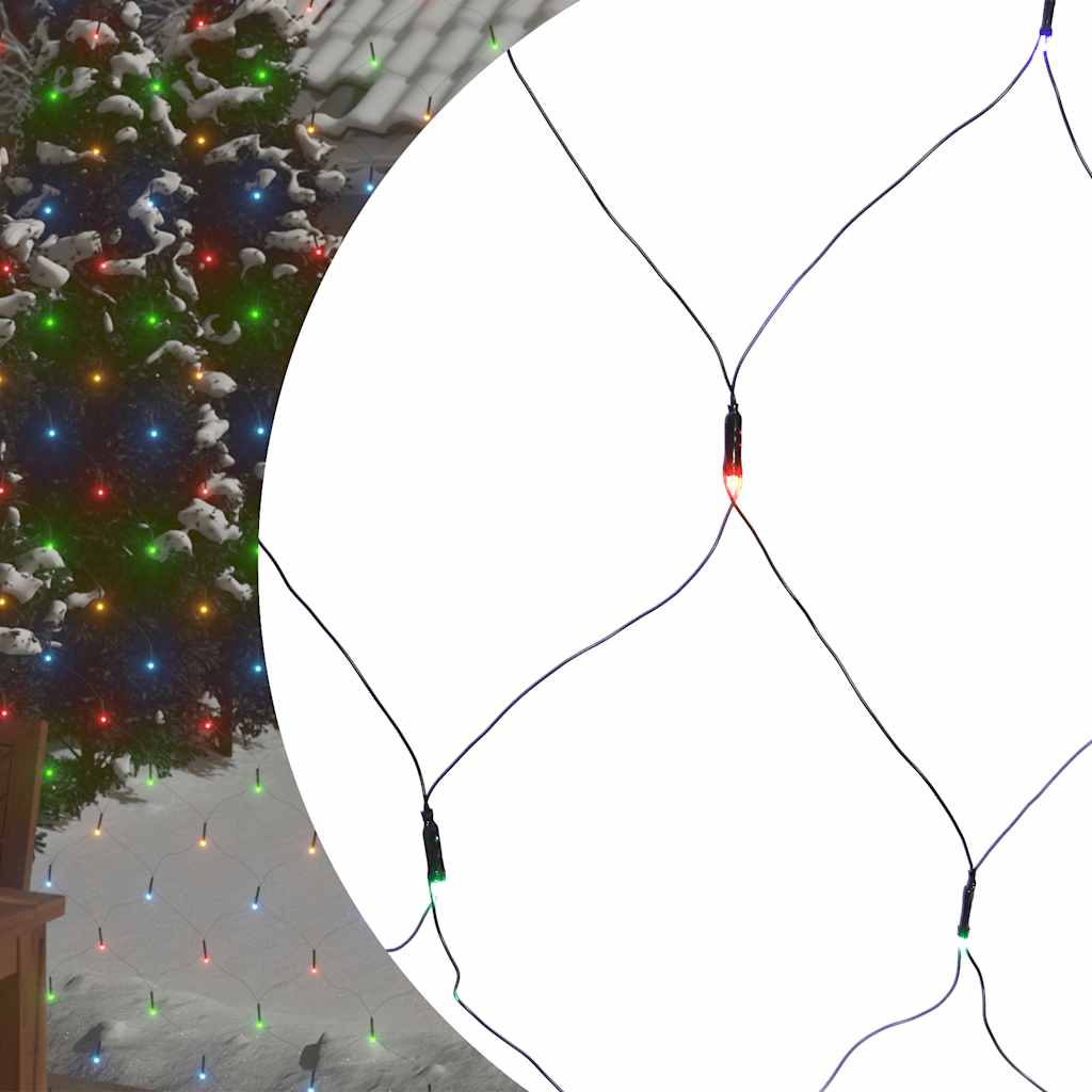 Kalėdinių lempučių tinklas, 3x2m, 204 įvairių spalvų LED