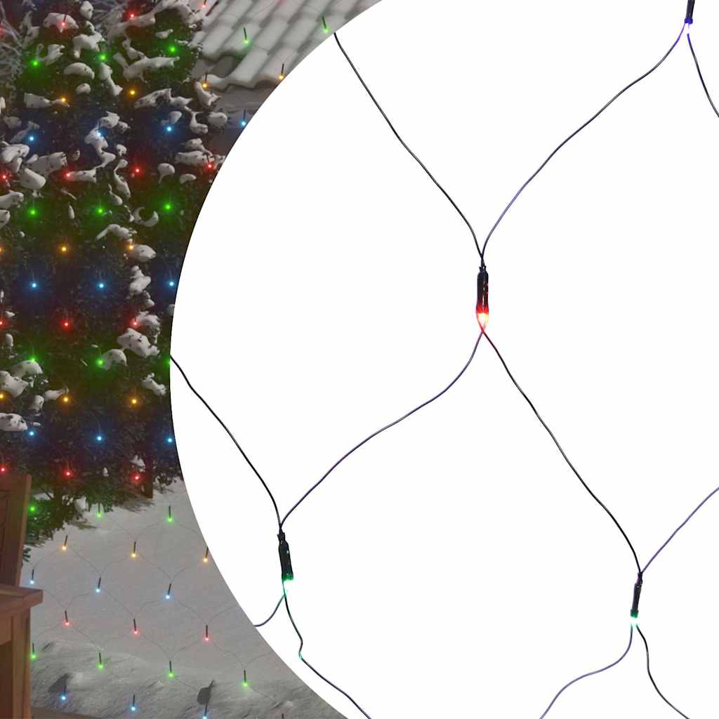 Kalėdinių lempučių tinklas, 3x3m, 306 įvairių spalvų LED