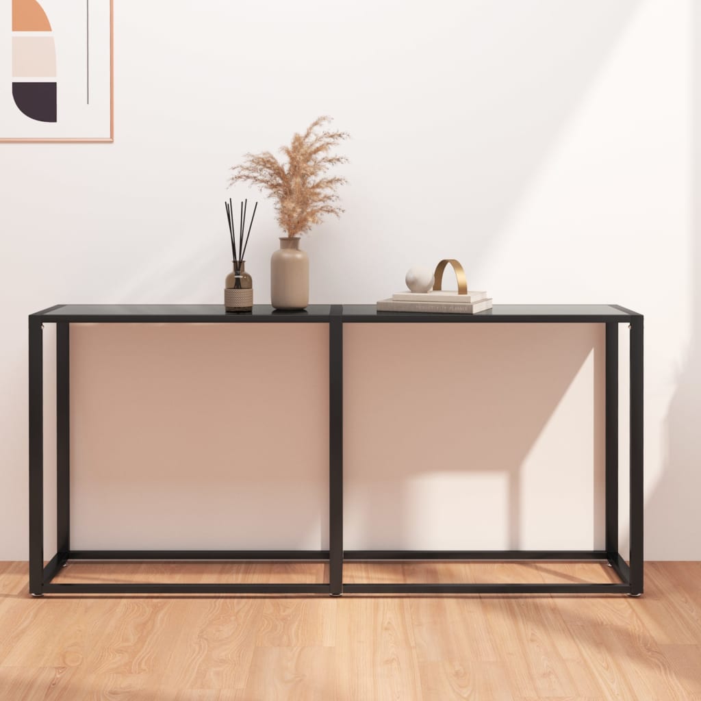 Konsolinis staliukas, juodas, 160x35x75,5cm, stiklas
