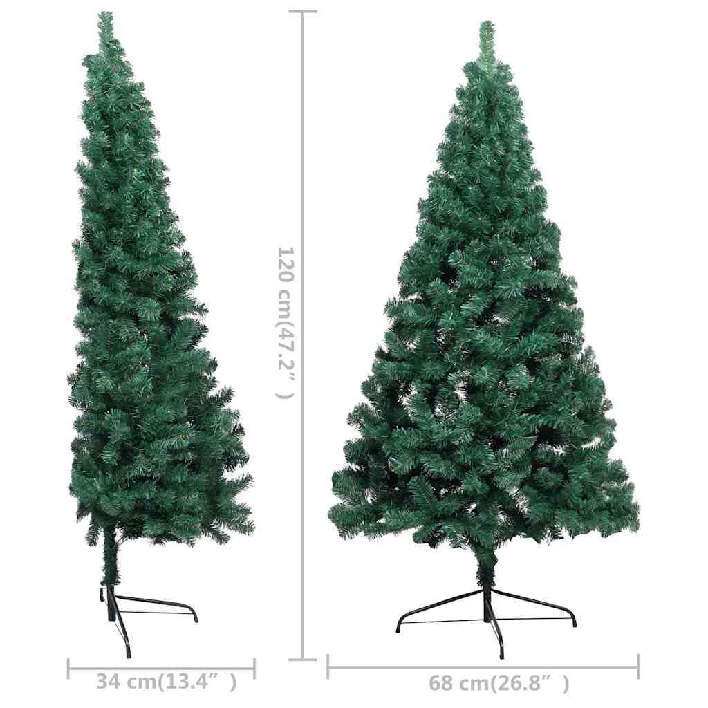 Dirbtinė pusinė Kalėdų eglutė su žaisliukais, žalia, 120cm