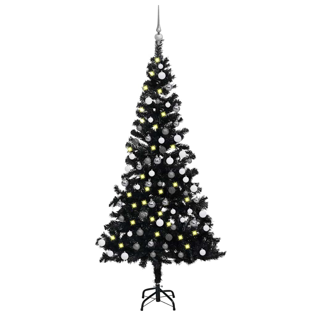 Dirbtinė Kalėdų eglutė su žaisliukais, juoda, 120cm, PVC