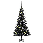 Dirbtinė Kalėdų eglutė su žaisliukais, juoda, 150cm, PVC