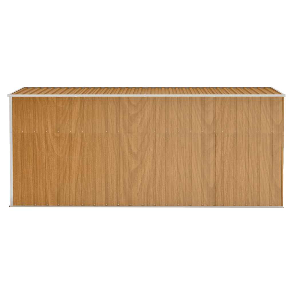 Prie sienos montuojamas sodo sandėliukas, rudas, 118x382x178 cm, cinkuotas plienas