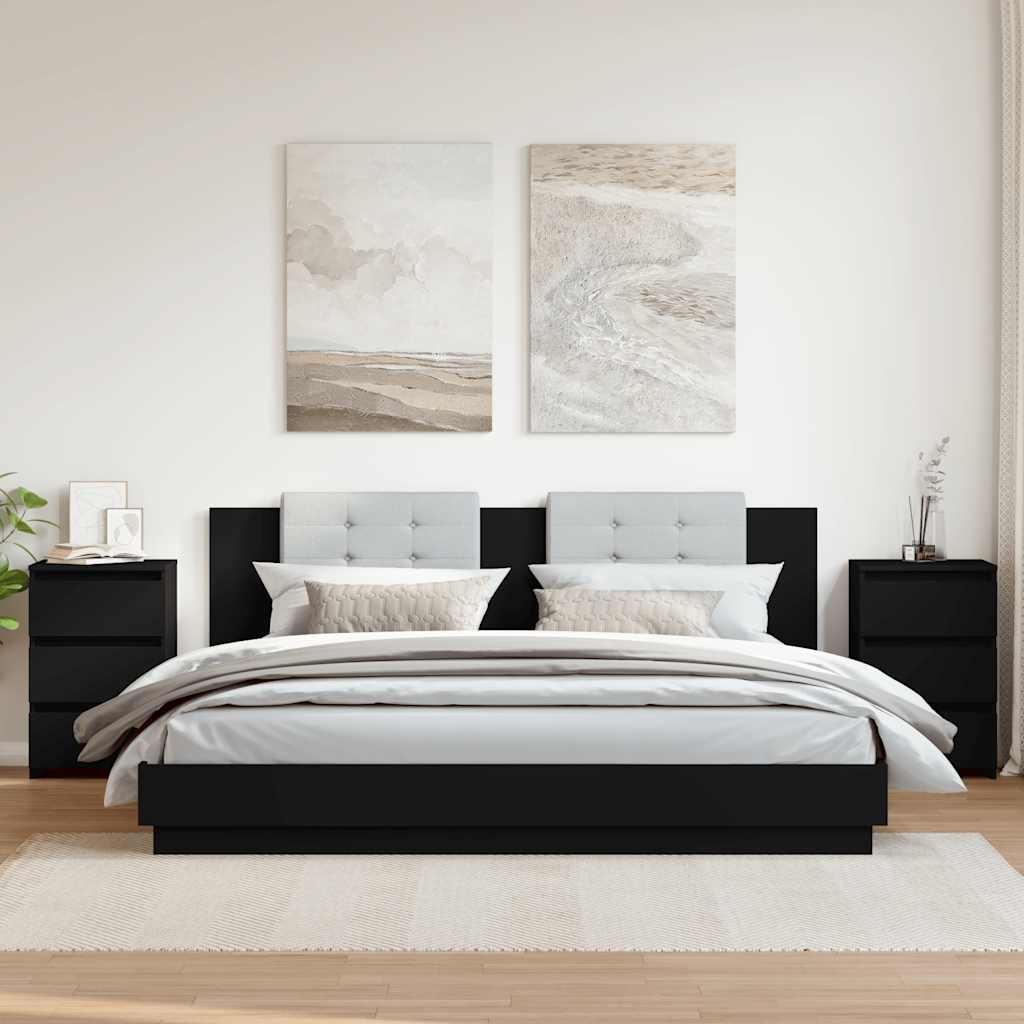 Naktinės spintelės, 2vnt., juodos, 40x35x62,5cm, mediena