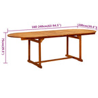 Sodo valgomojo komplektas, 7 dalių, akacijos medienos masyvas, 160-240 cm