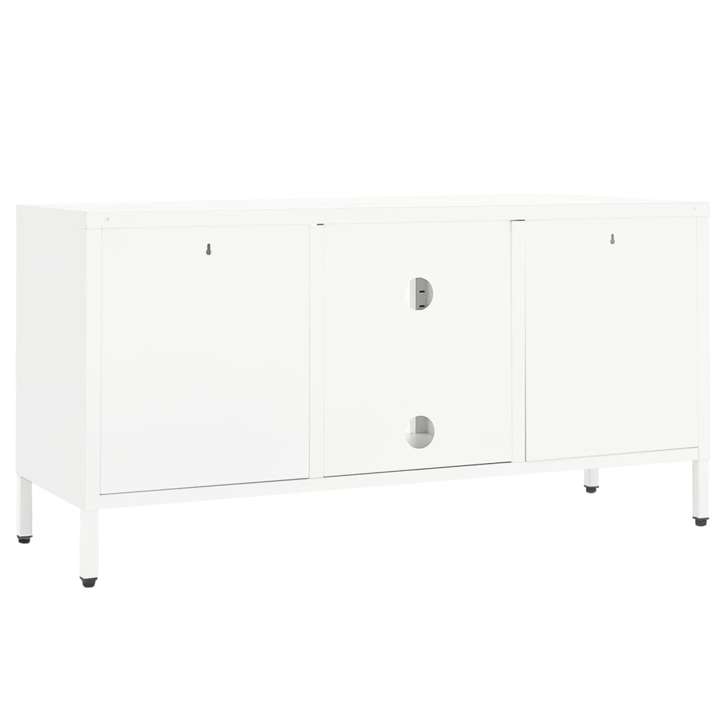 Televizoriaus spintelė, balta, 105x35x52cm, plienas ir stiklas