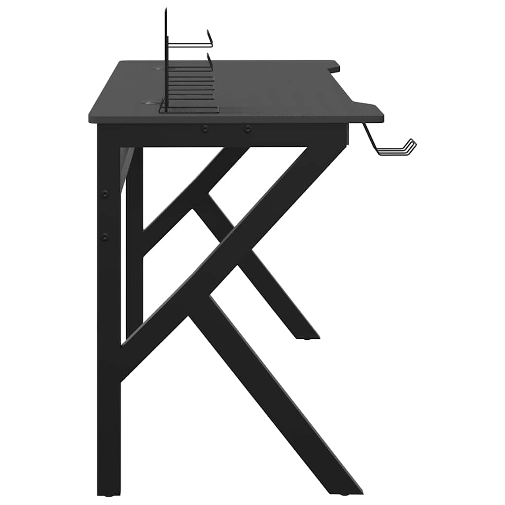 Žaidimų stalas su K formos kojelėmis, juodas, 110x60x75cm