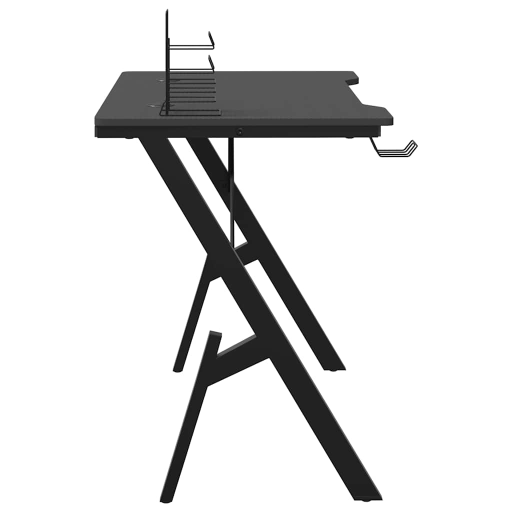 Žaidimų stalas su Y formos kojelėmis, juodas, 90x60x75cm