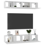Televizoriaus spintelės, 4vnt., baltos, 80x30x30cm, mediena
