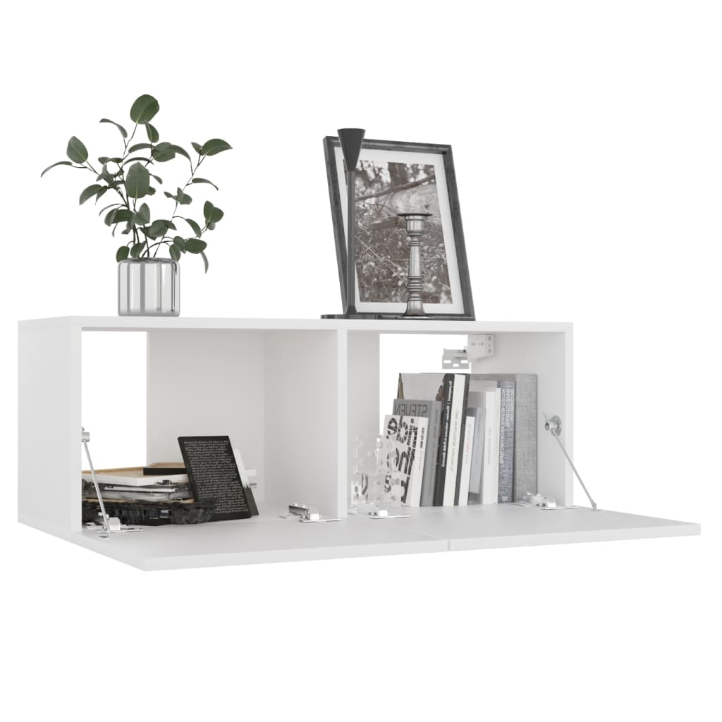 Televizoriaus spintelės, 4vnt., baltos, 80x30x30cm, mediena
