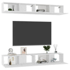 Televizoriaus spintelės, 4vnt., baltos, 100x30x30cm, mediena