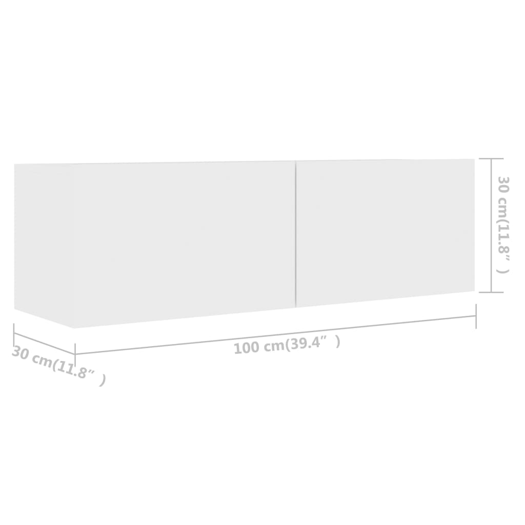Televizoriaus spintelės, 4vnt., baltos, 100x30x30cm, mediena