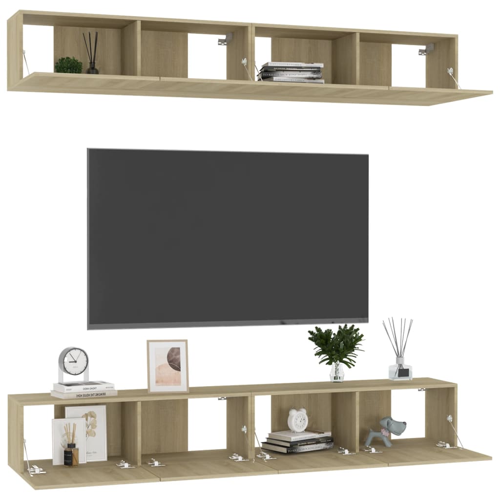 Televizoriaus spintelės, 4vnt., ąžuolo, 100x30x30cm, mediena