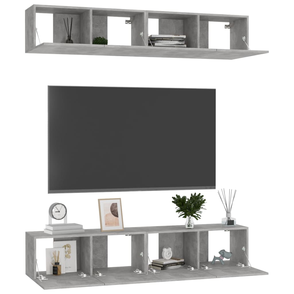 Televizoriaus spintelės, 4vnt., betono, 80x30x30cm, mediena