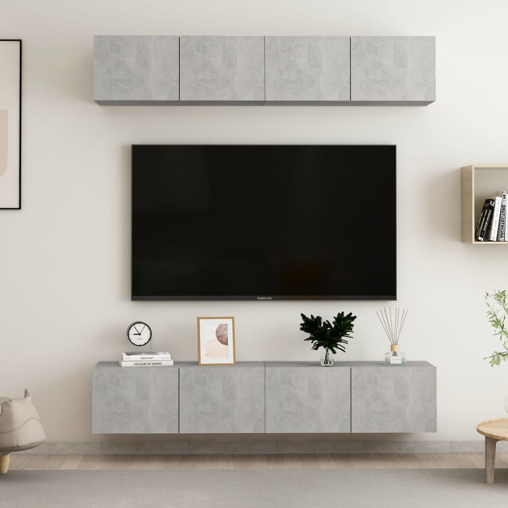Televizoriaus spintelės, 4vnt., betono, 80x30x30cm, mediena