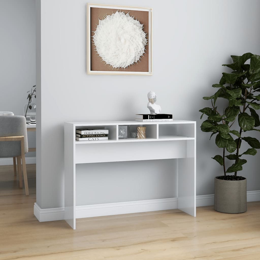 Konsolinis staliukas, baltas, 105x30x80cm, apdirbta mediena