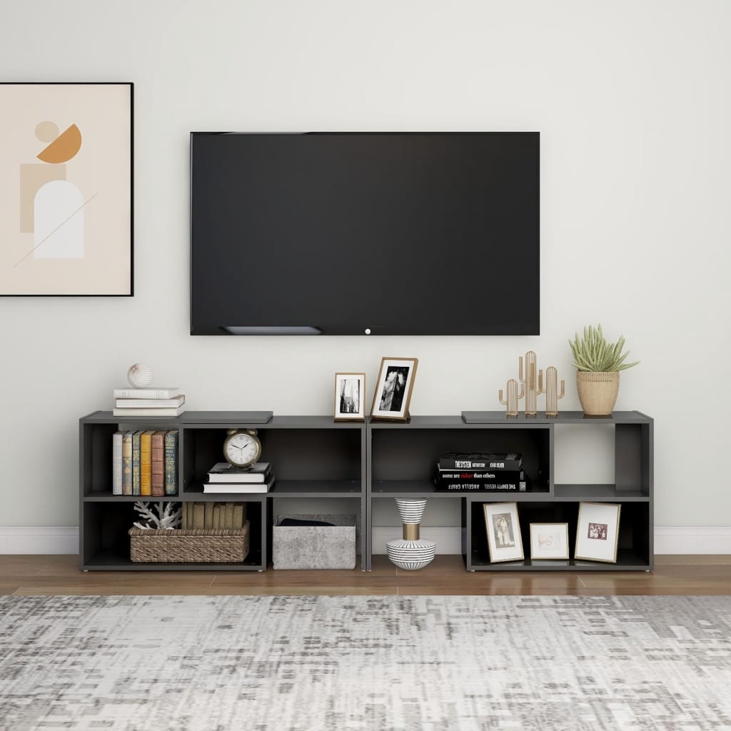 Televizoriaus spintelė, pilka, 149x30x52cm, apdirbta mediena