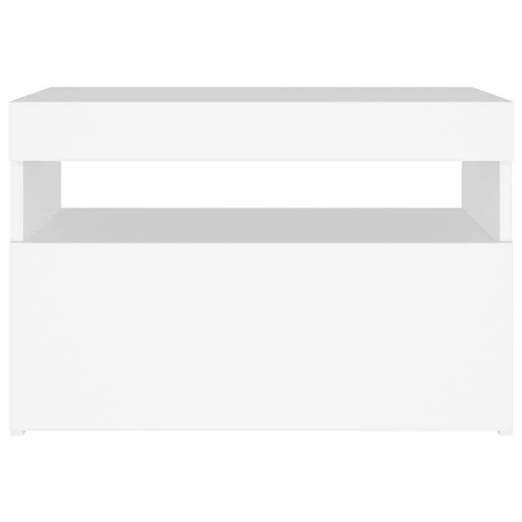 Naktinės spintelės su LED, 2vnt., baltos, 60x35x40cm, mediena