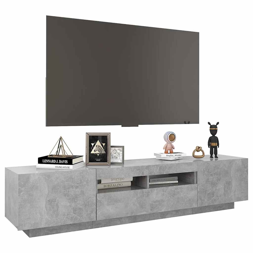 Televizoriaus spintelė su LED, betono pilka, 180x35x40cm