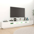 Televizoriaus spintelė su LED apšvietimu, balta, 260x35x40cm