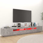 Televizoriaus spintelė su LED, betono pilka, 260x35x40cm