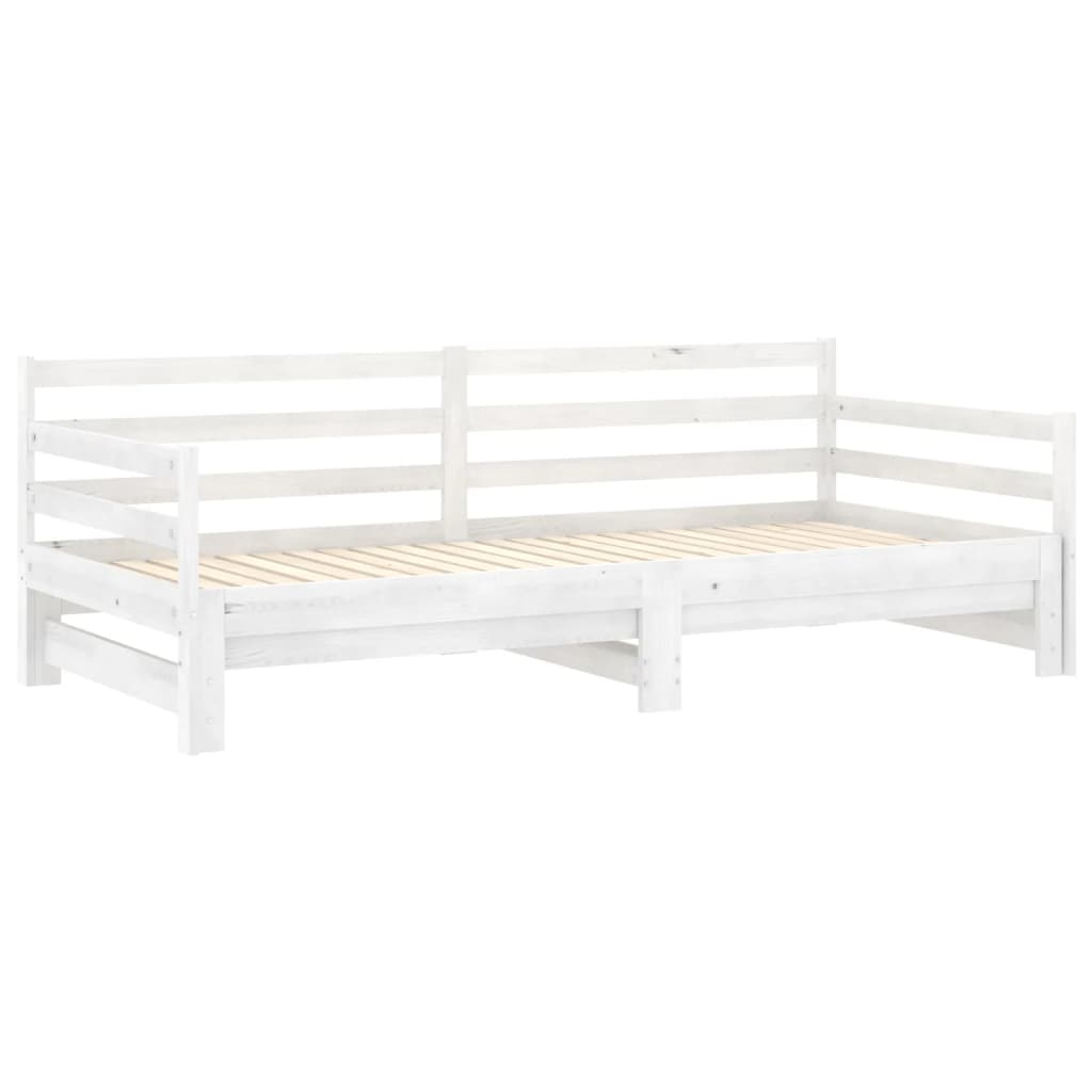 Ištraukiama lova, balta, 2x(90x200)cm, pušies medienos masyvas