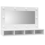 Veidrodinė spintelė su LED apšvietimu, balta, 90x31,5x62cm