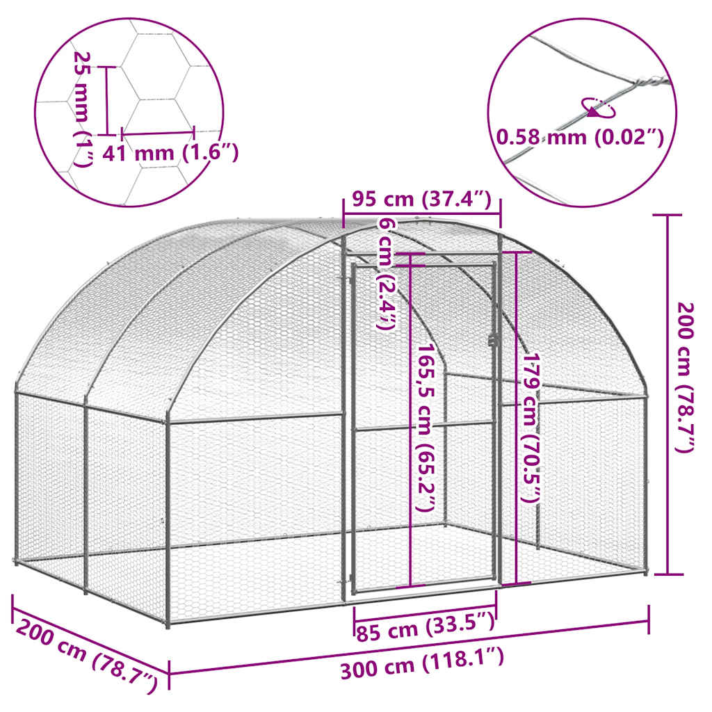 Lauko narvas viščiukams, 3x2x2m, galvanizuotas plienas