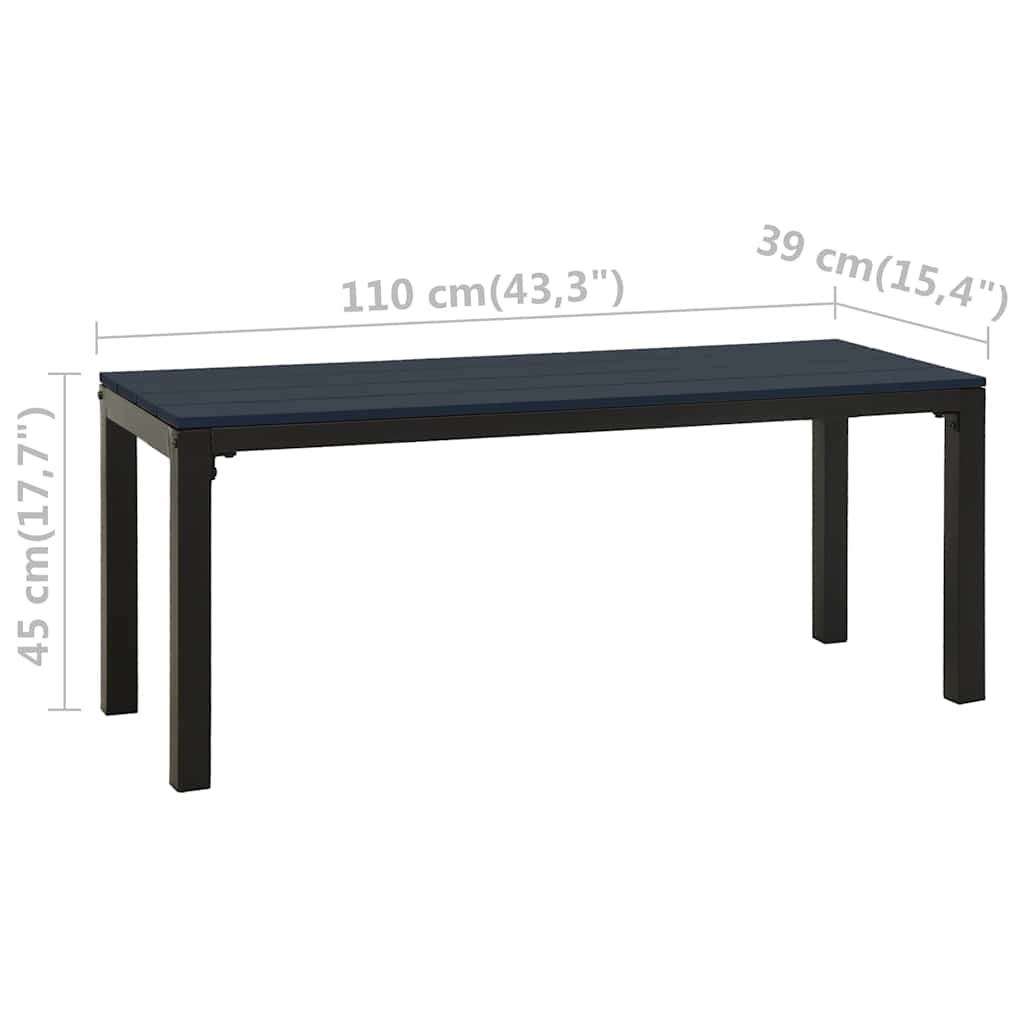 Sodo suoliukas, juodos spalvos, 110cm, plienas ir WPC