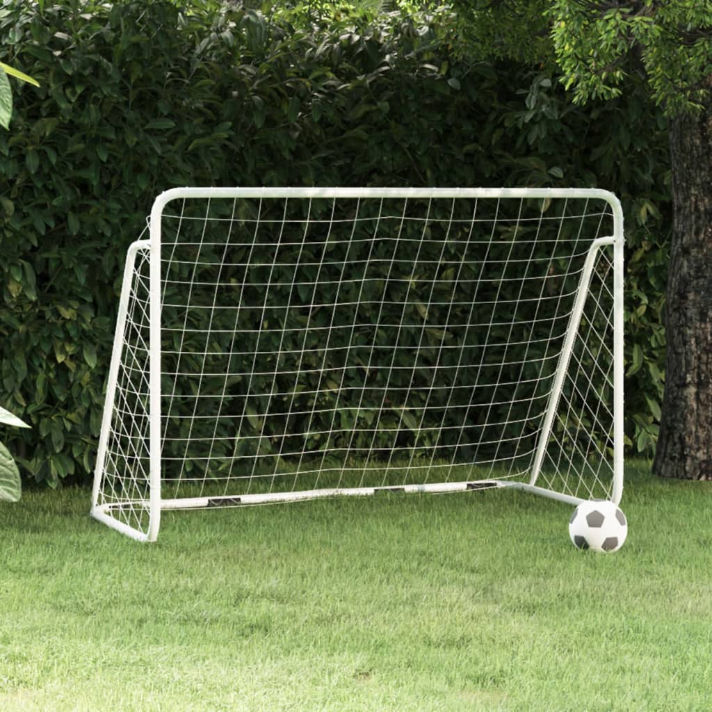 Futbolo vartai su tinklu, balti, 80x90x20cm, plienas