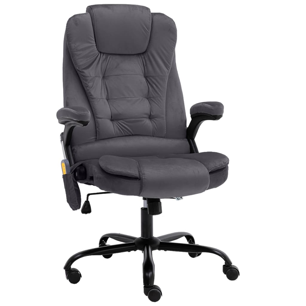 Masažinė biuro kėdė, tamsiai pilkos spalvos, aksomas