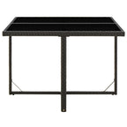 Sodo stalas, juodas, 109x107x74cm, poliratanas ir stiklas