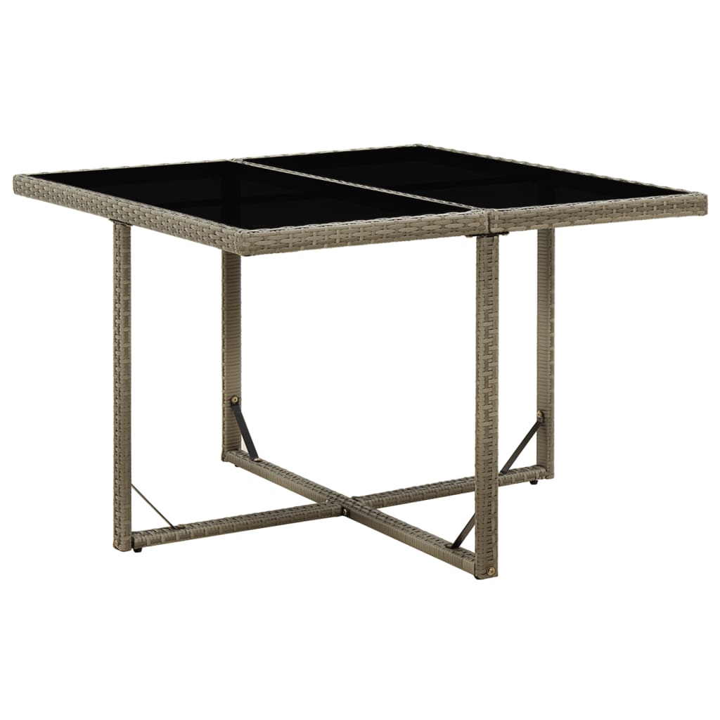 Sodo stalas, juodas, 109x107x74cm, poliratanas ir stiklas