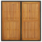 Sodo stalas, juodas, 109x107x74cm, poliratanas ir akacija