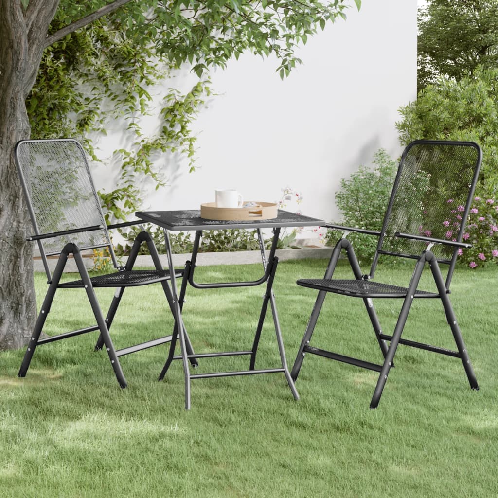 Sodo stalas, antracito, 60x60x72cm, plėsto metalo tinklelis